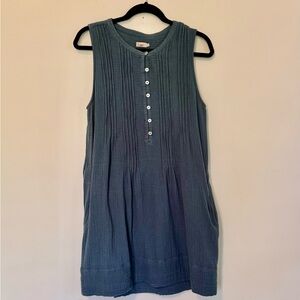 Faherty Blue Isha Dress, gauze weave